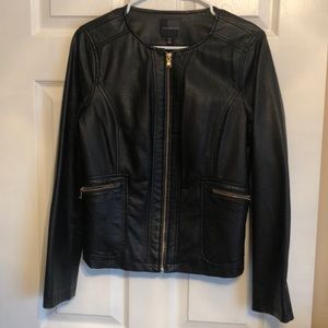 Fitted vegan leather jacket
